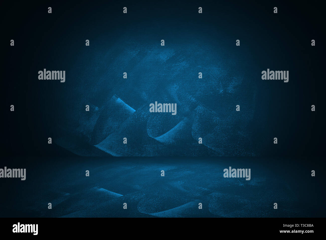 blue and dark gradient studio and interior background to present product Stock Photo