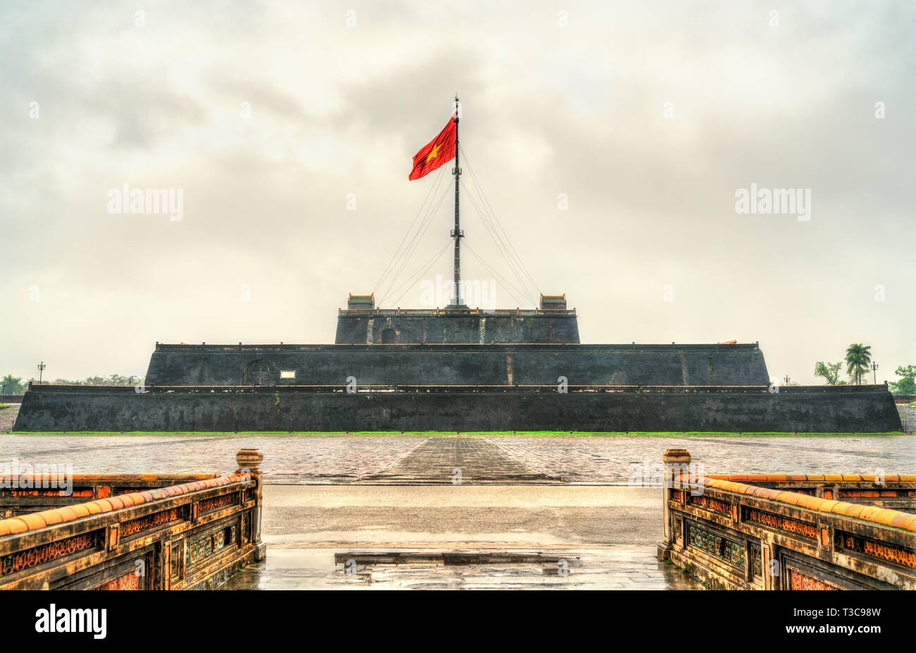 Flag tower at the Imperial City in Hue, Vietnam Stock Photo