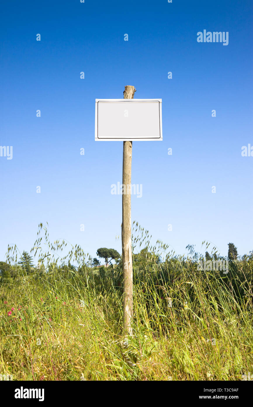 Sign indicating in the countryside with white space for text insertion ...