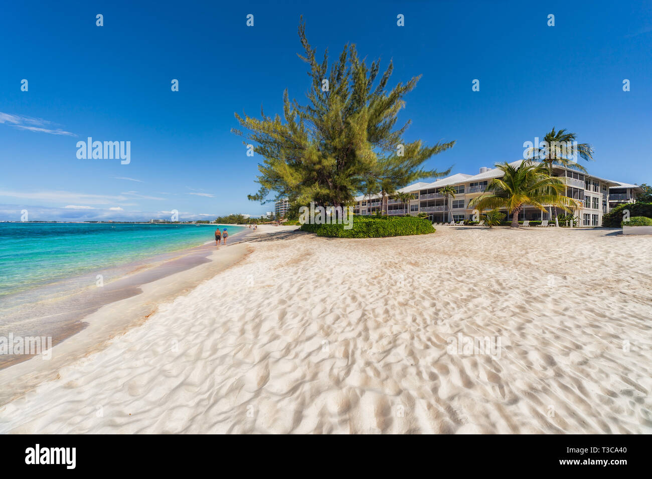 Seven mile beach on Grand Cayman in the Caribbean. Stock Photo