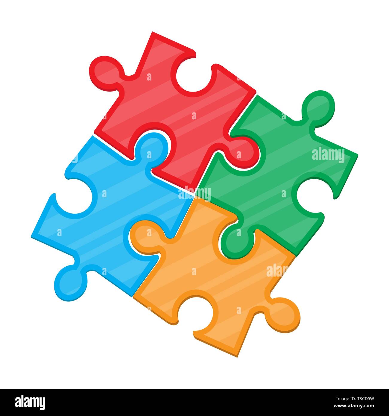 Colorful jigsaw puzzle in four pieces. Vector illustration in flat ...