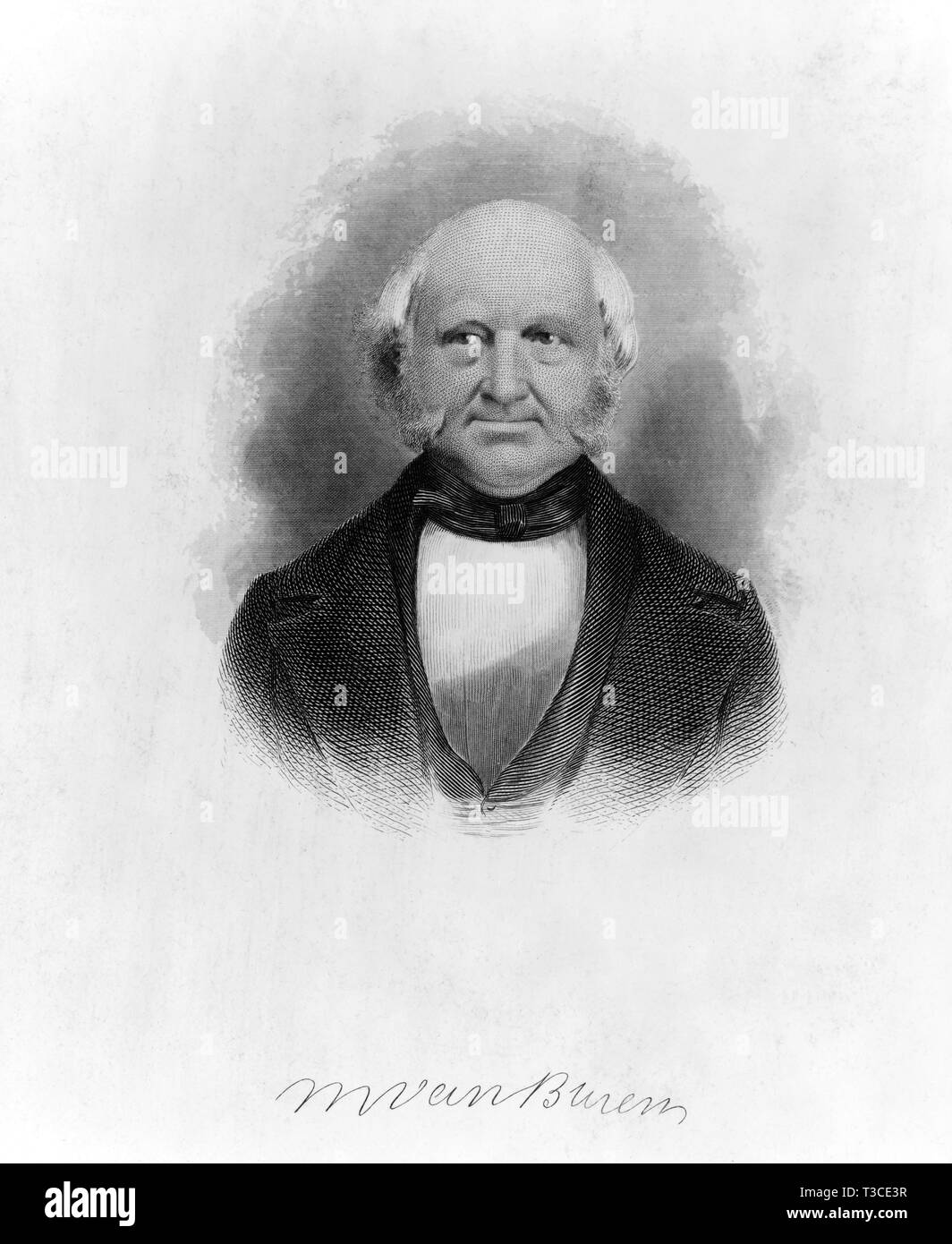 Martin Van Buren (1782-1862), 8th President of the United States, 1837-1841, Head and Shoulders Portrait, Engraving by V. Balch from a Daguerreotype Stock Photo