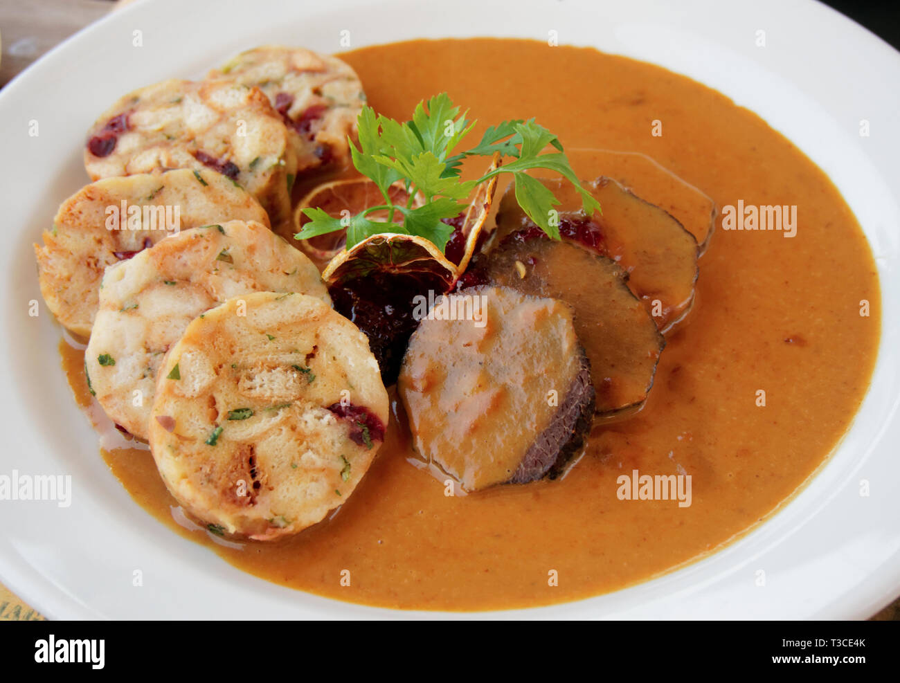 Fancy Fillet Veal fillet with rich sauce and dumplings - fancy made traditional ...