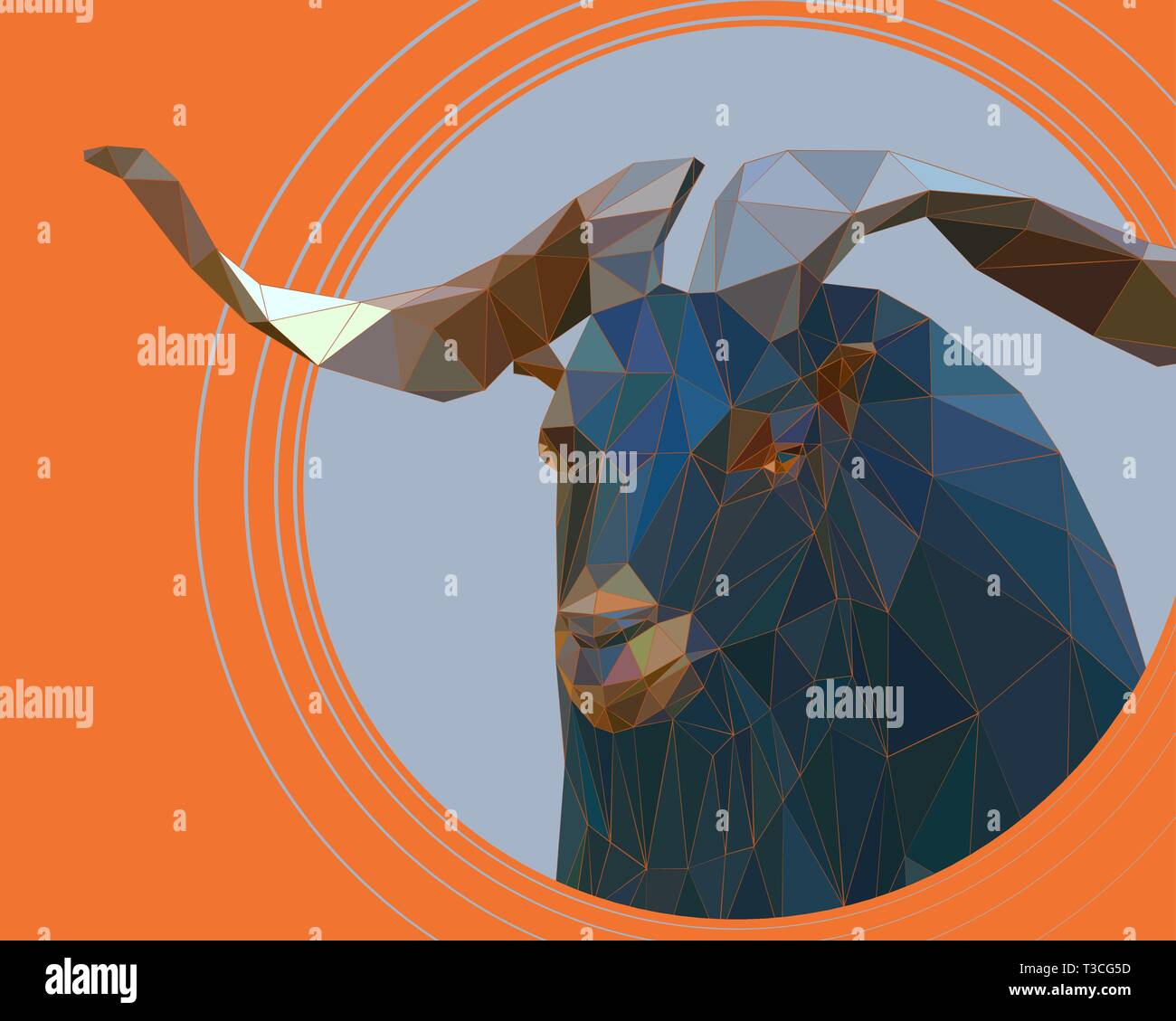 A mountain goat with large twisted horns Stock Vector