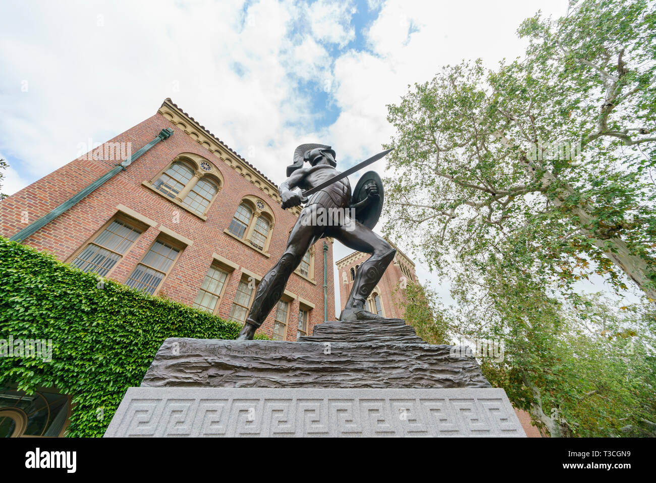 Los Angeles, APR 4: Tommy Trojan, Bovard Auditorium of USC on APR 4, 2019 at Los Angeles, California Stock Photo