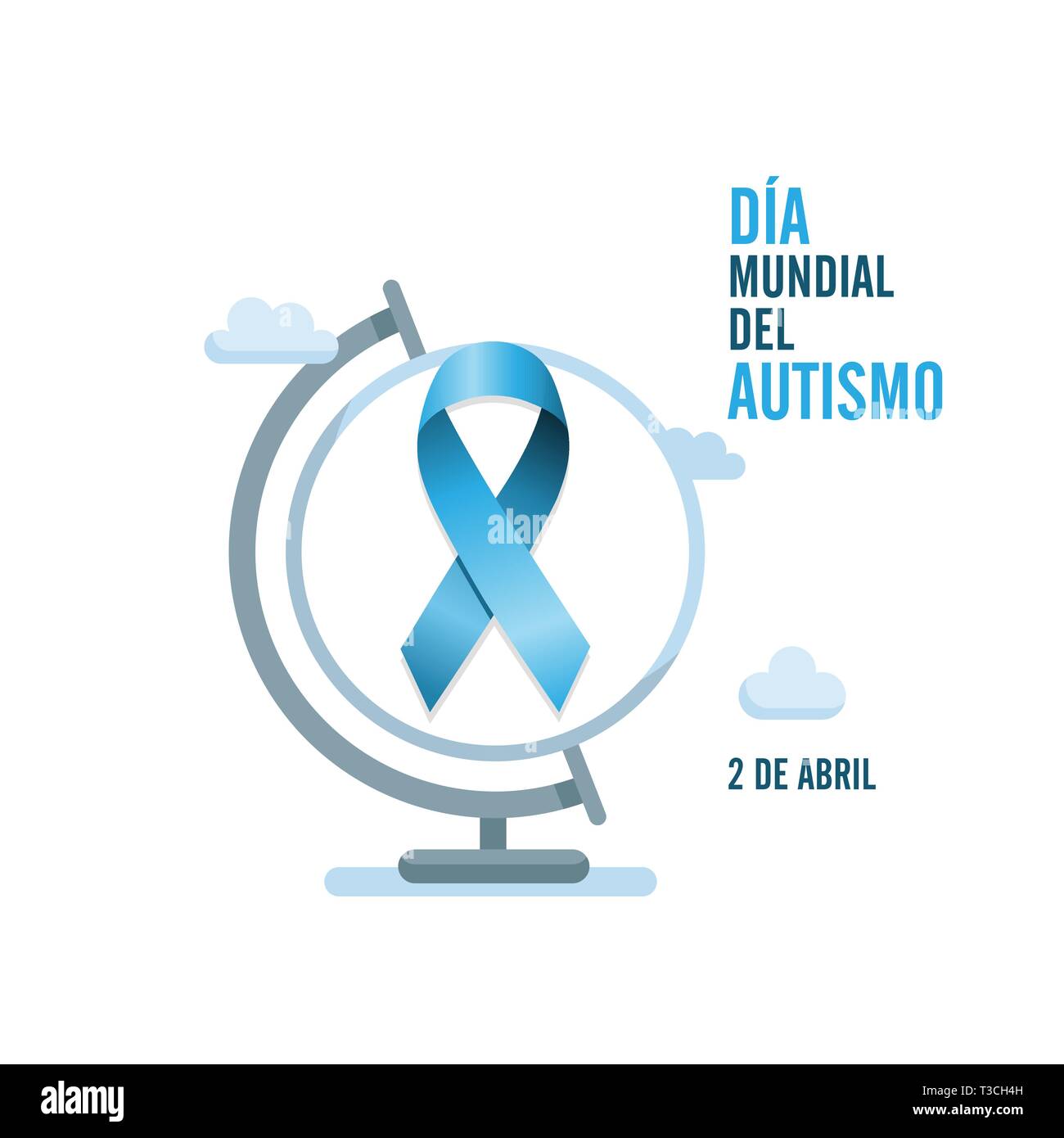 Blue autism ribbon and globe. International autism awareness day. Isolated  vector illustration Stock Vector Image & Art - Alamy
