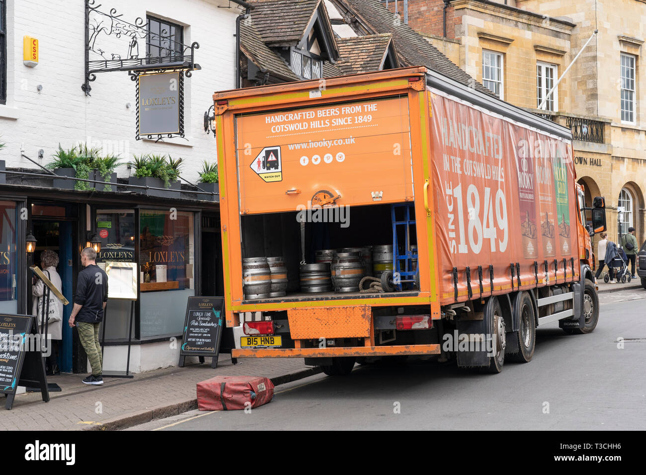 A lorry delivering cask ale to Loxley's restaurant and wine bar in