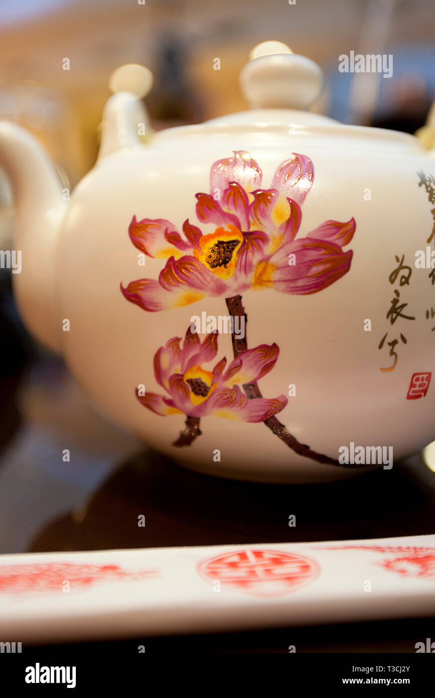 Teapot in a Chinese restaurant Stock Photo