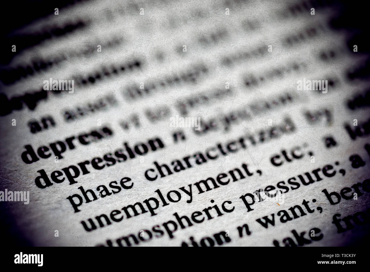 Depression definition in a dictionary Stock Photo