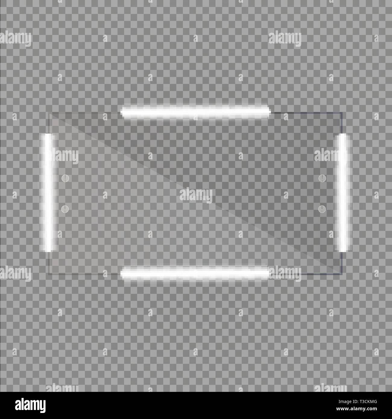 Makeup mirror isolated with lights neon. Vector illustration. Stock Vector