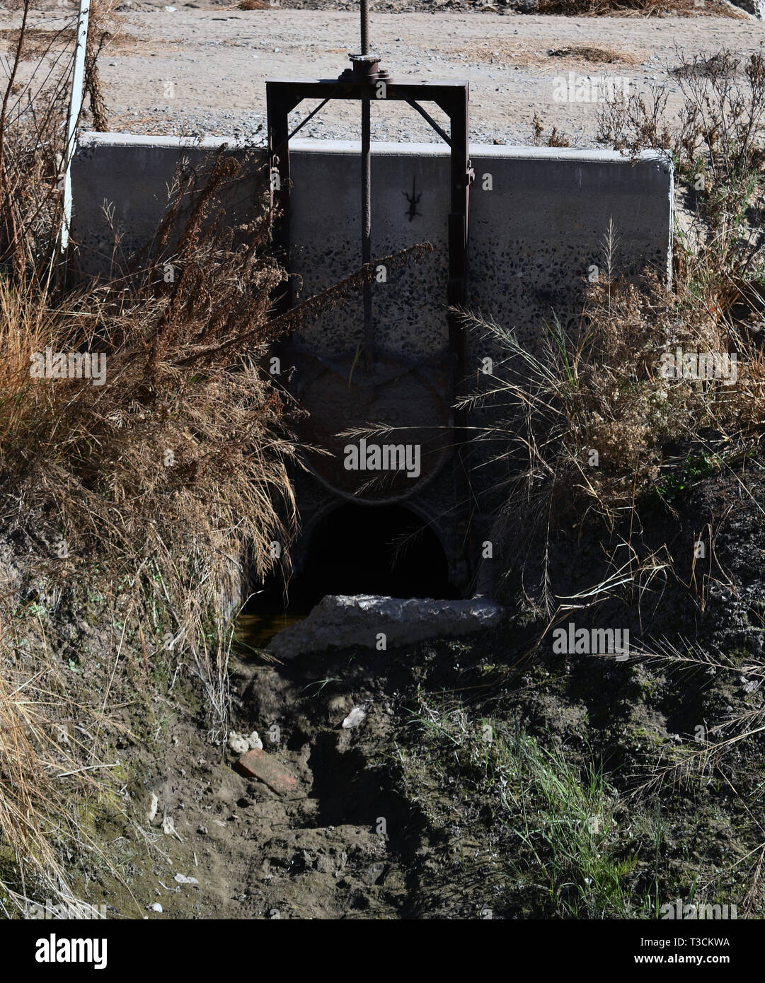 Irrigation ditch irrigation outlets Stock Photo Alamy