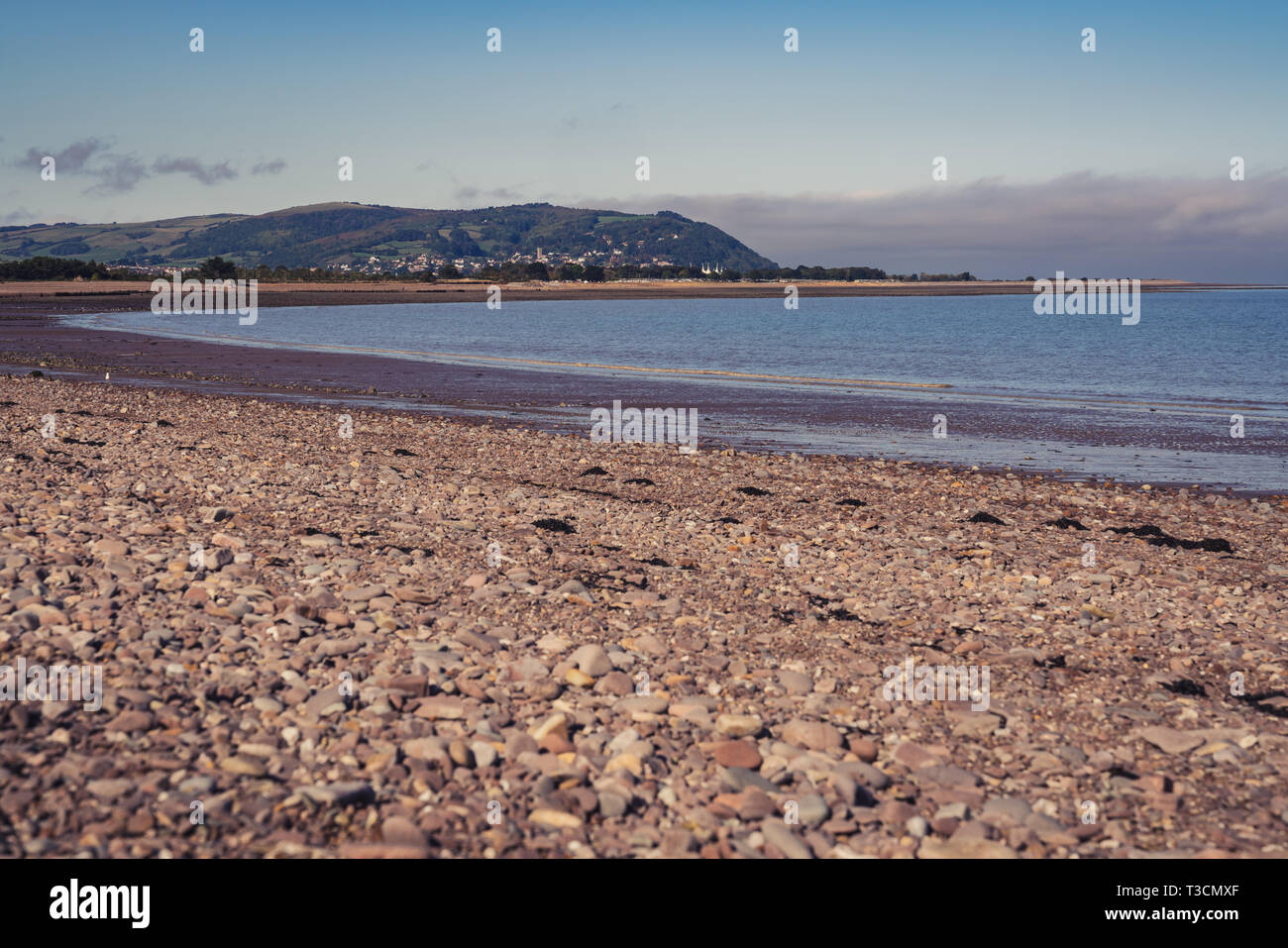 The beach in Blue Anchor, Somerset, England, UK looking at the
