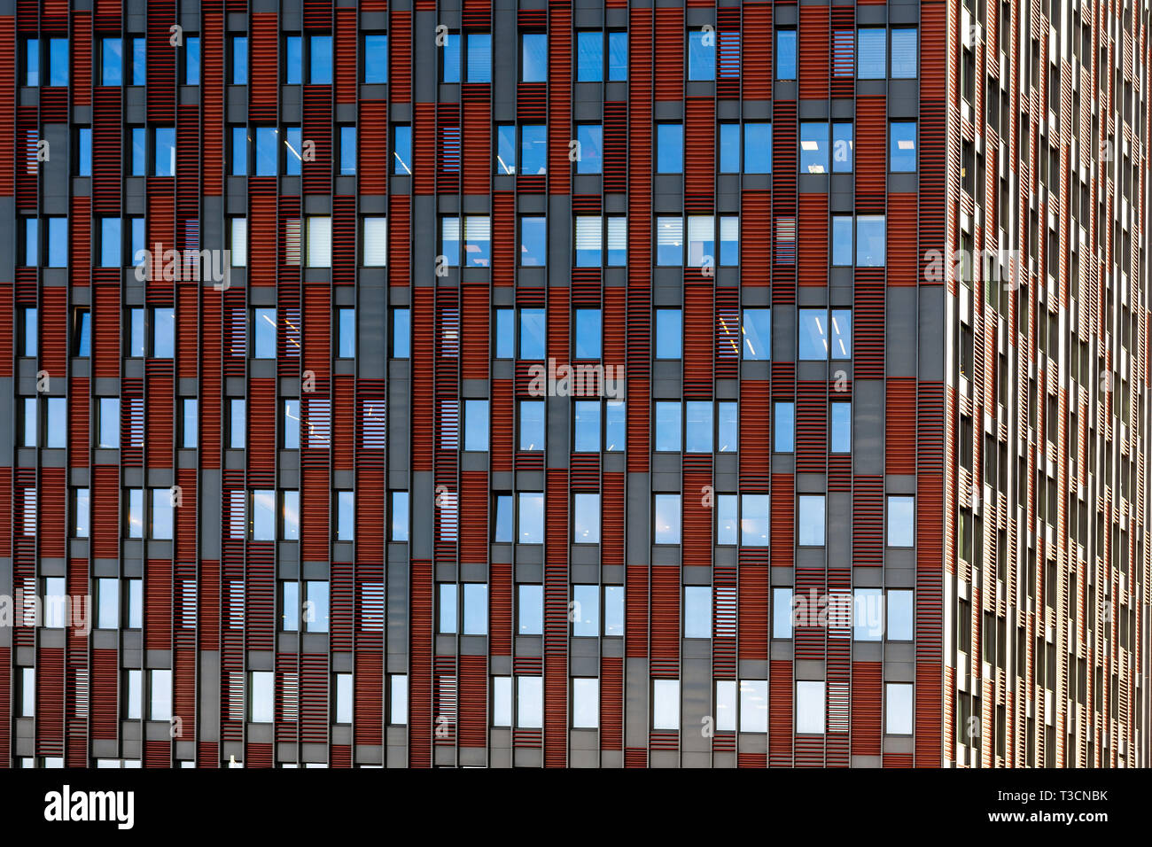 Front view on a facade of modern office building as texture, background