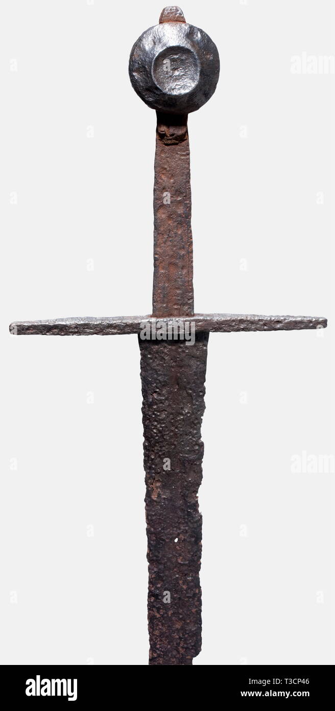 A German hand-and-a-half knightly sword, circa 1350 Double-edged blade ...
