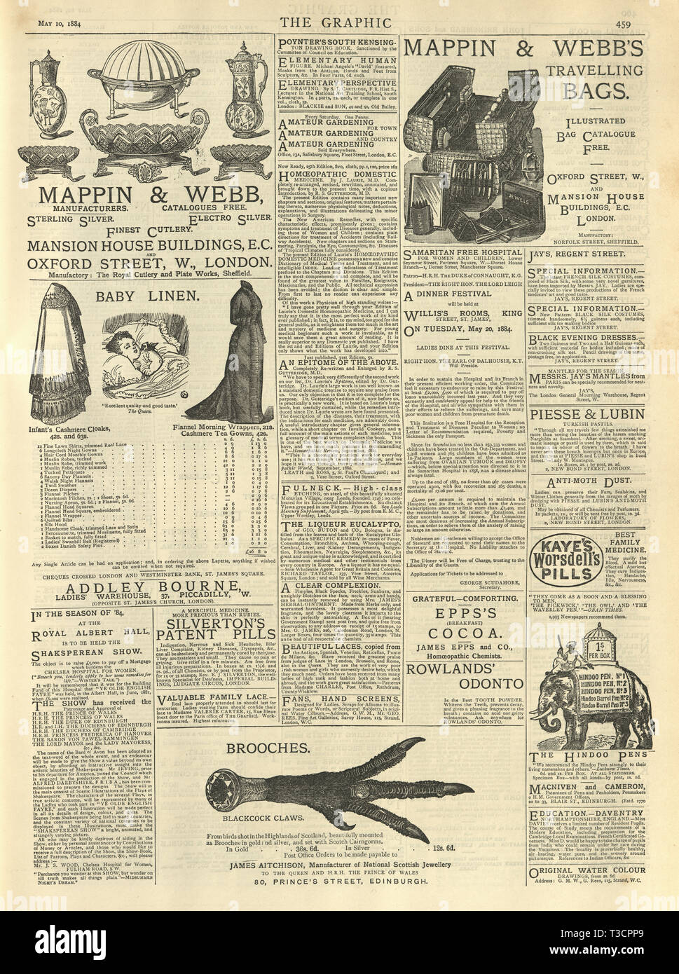 Page of Victorian newspaper adverts, The Graphic, 1884 Stock Photo Alamy