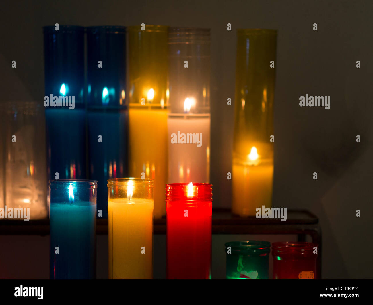 Candles in different colors Stock Photo