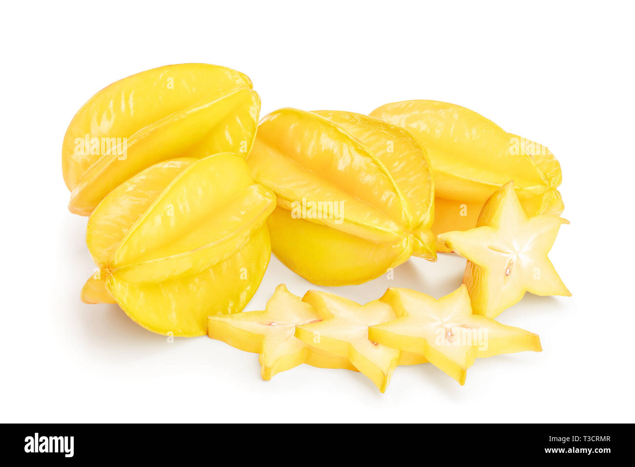 Carambola or star-fruit isolated on white background. Stock Photo