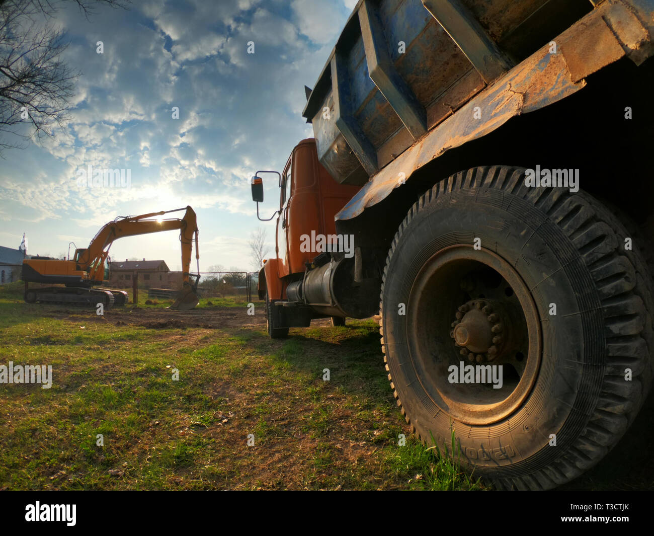 heavy machinery working at construction site hdr Stock Photo Alamy