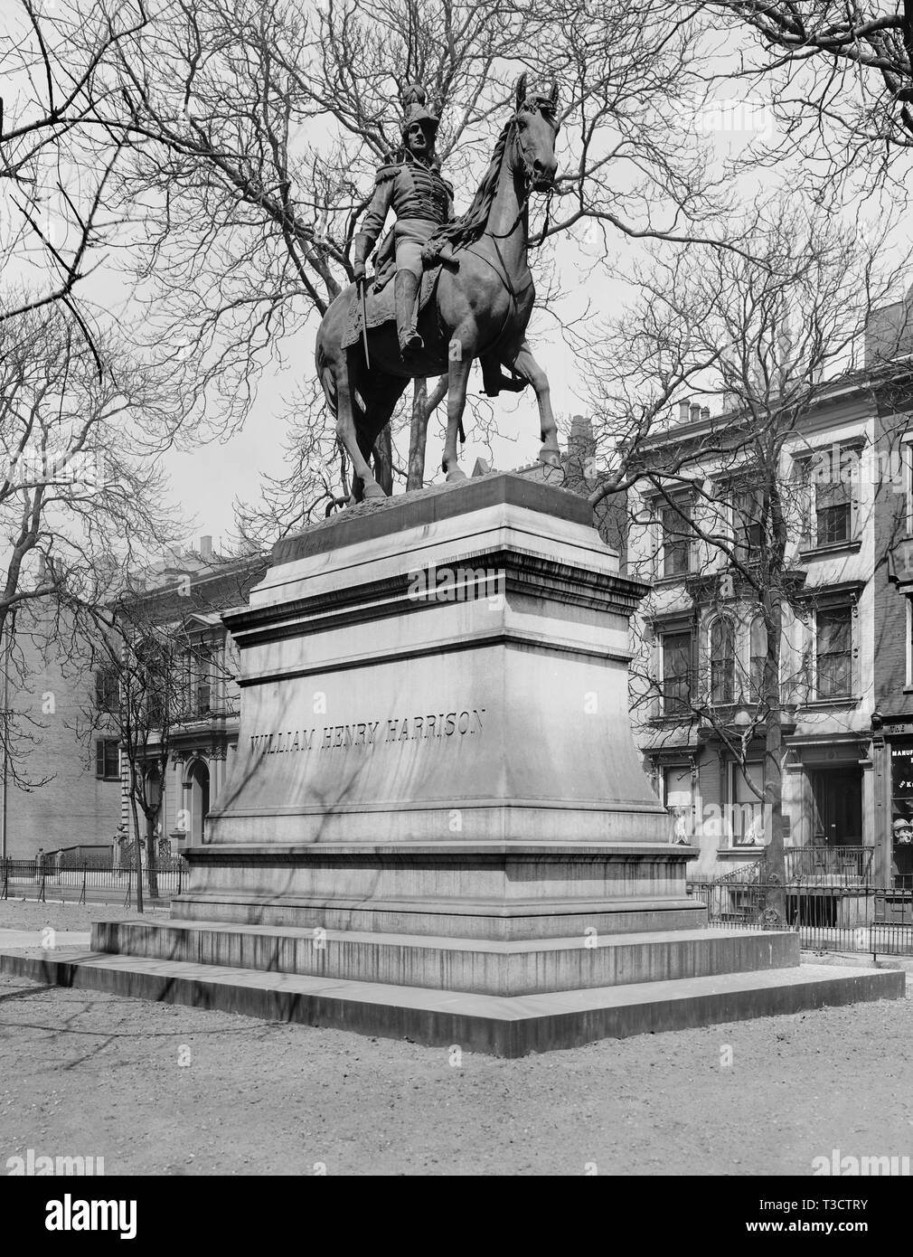 Statue for U.S. President William Henry Harrison, Cincinnati, Ohio, USA, Detroit Publishing Company, 1900 Stock Photo