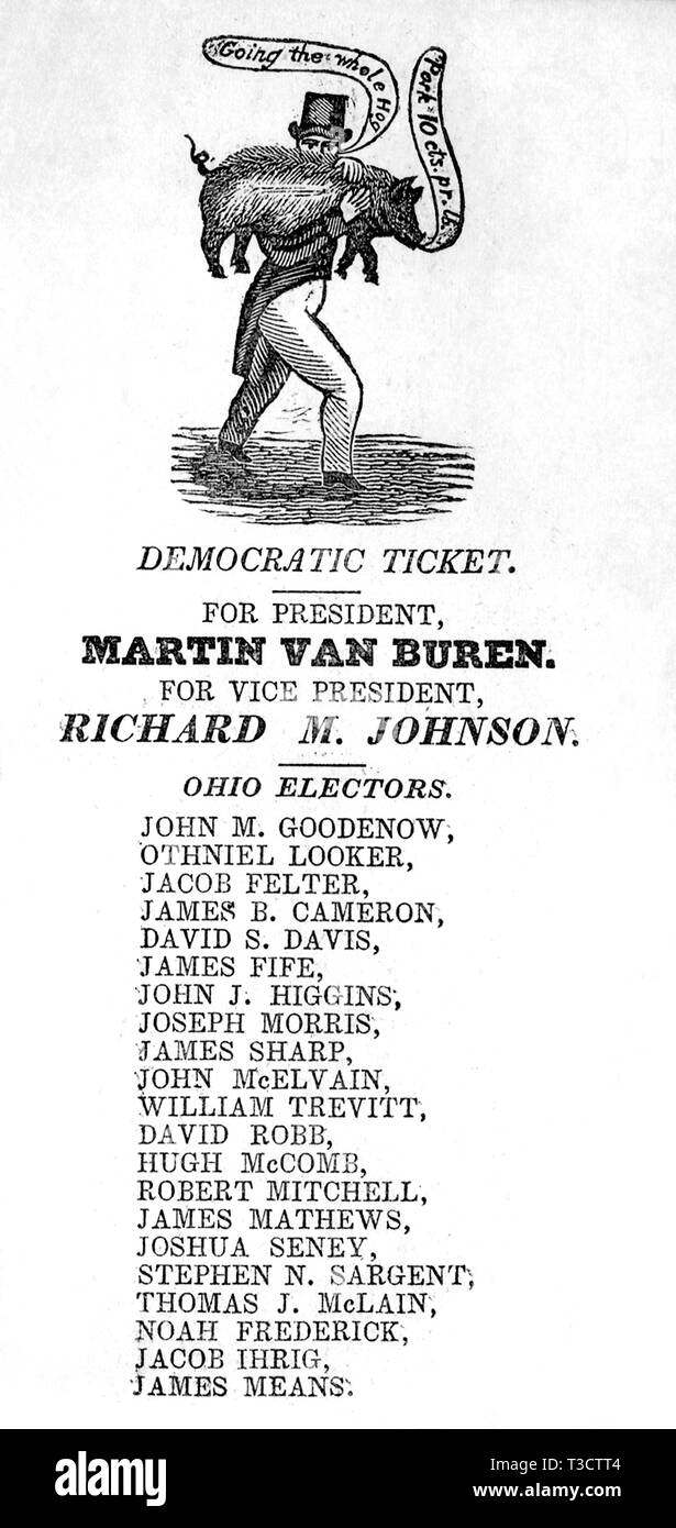 Ohio Election Ticket for U.S. President Martin Van Buren, 1840 Stock Photo