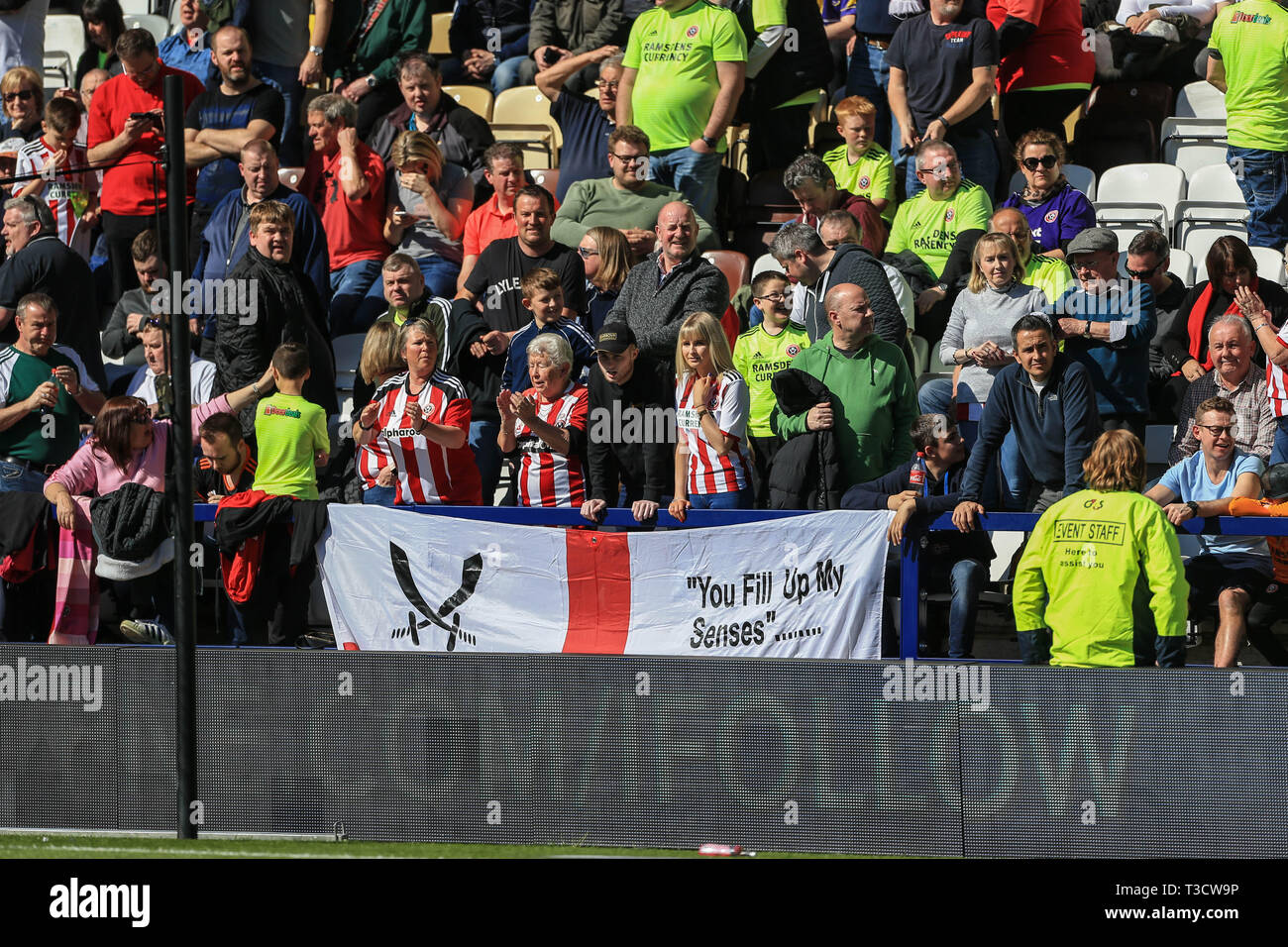 6th April 2019 , Deepdale, Preston, England; Sky Bet Championship, Preston North End vs Sheffield United ;  Sheffield United fans sing away   Credit: Mark Cosgrove/News Images  English Football League images are subject to DataCo Licence Stock Photo