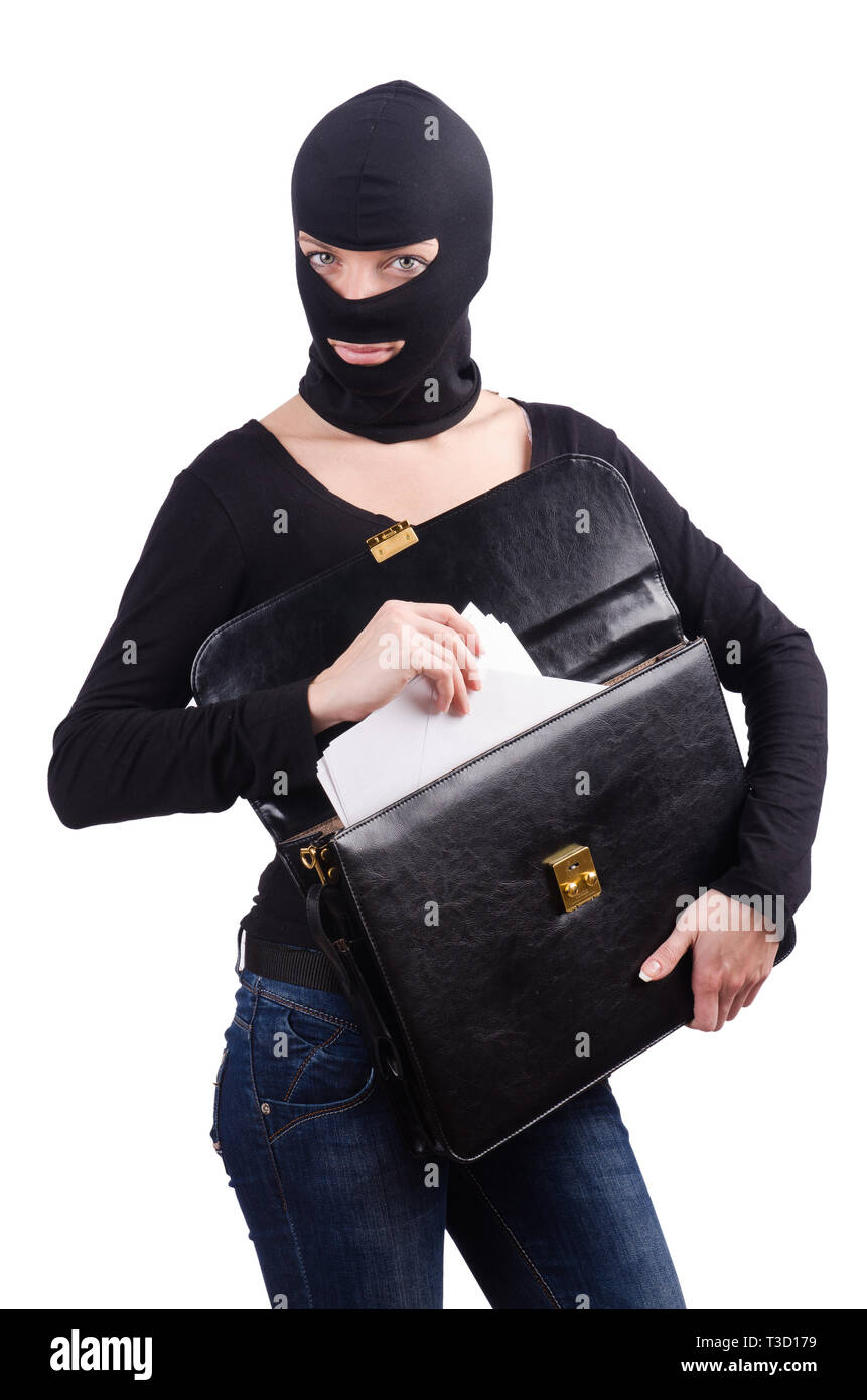 Woman wearing balaclava isolated on white Stock Photo Alamy