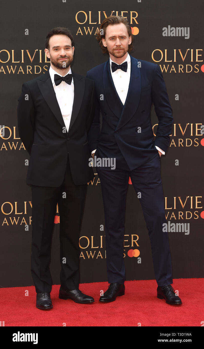 Photo Must Be Credited ©Alpha Press 079965 07/04/2019 Charlie Cox and Tom Hiddleston The Olivier Awards 2019 at the Royal Albert Hall London Stock Photo