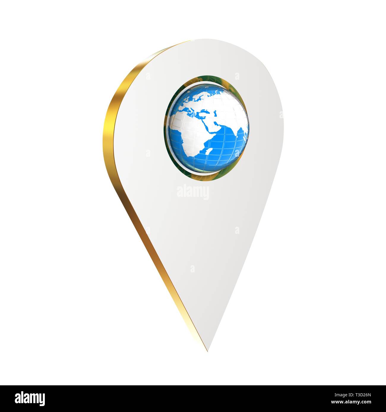 Realistic 3d pointer of map with Earth. Global concept. 3d illustration ...