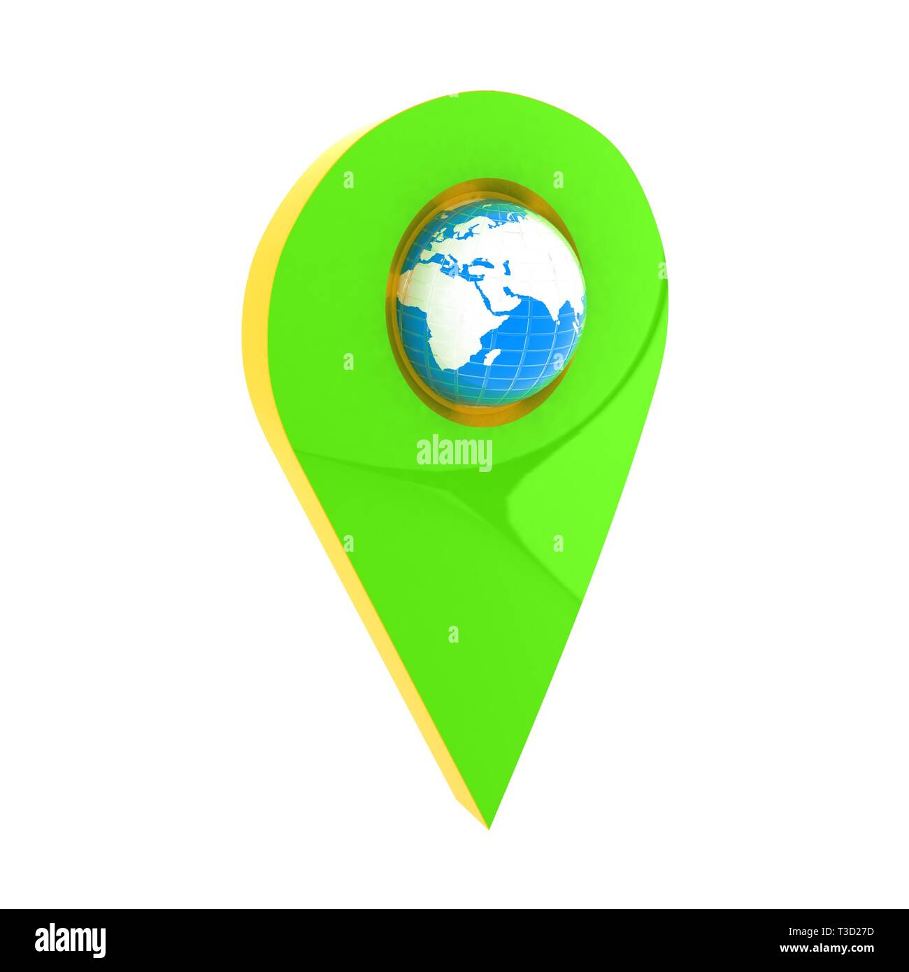 Realistic 3d pointer of map with Earth. Global concept. 3d illustration ...