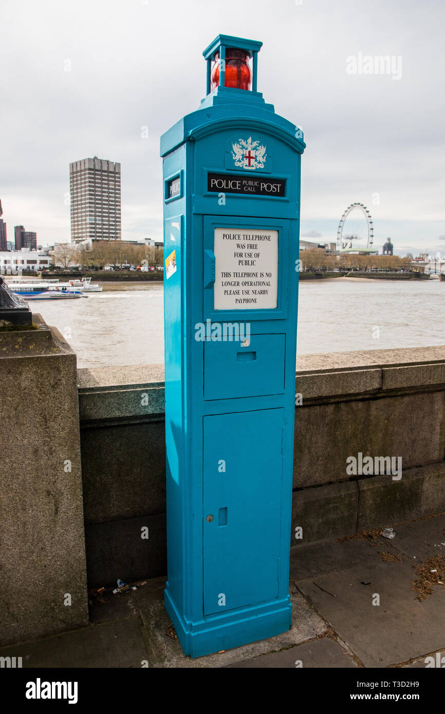 Police Public call box Central London Stock Photo