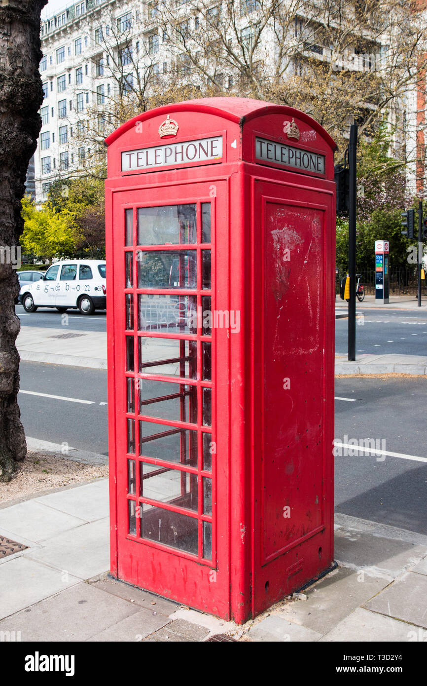 Traditional British red phone box Stock Photo