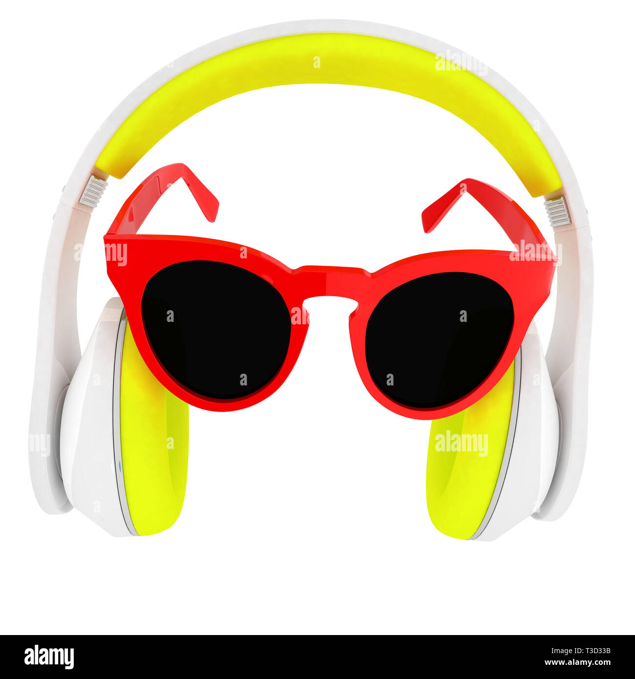 Sunglasses and headphone for your face. 3d illustration Stock Photo Alamy