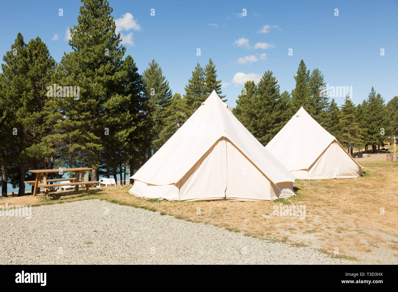 Glamping tents, New Zealand Stock Photo