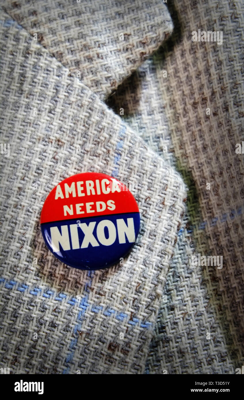 A political campaign button for Richard Nixon for President of the United States Stock Photo