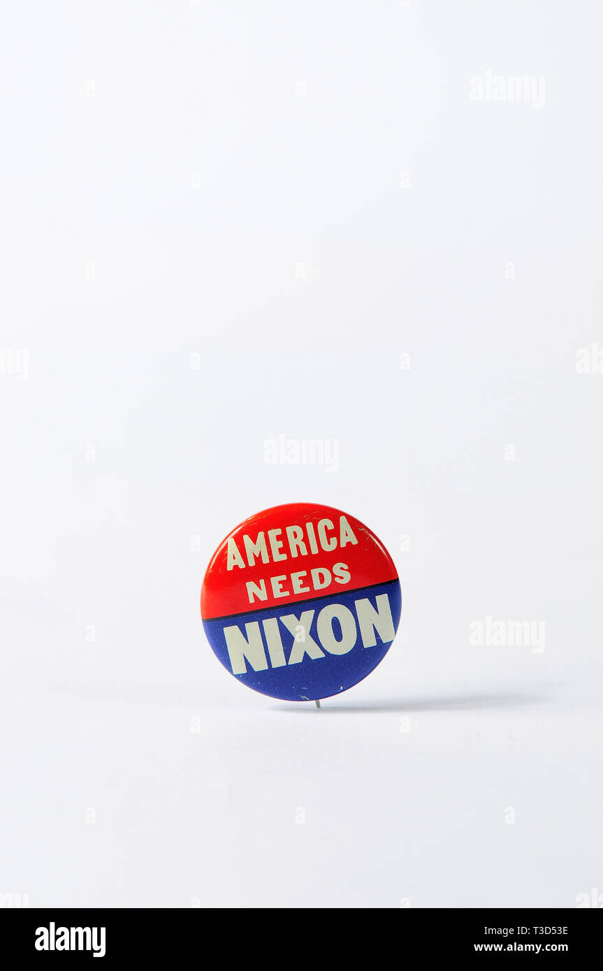 A political campaign button for Richard Nixon for President of the United States Stock Photo