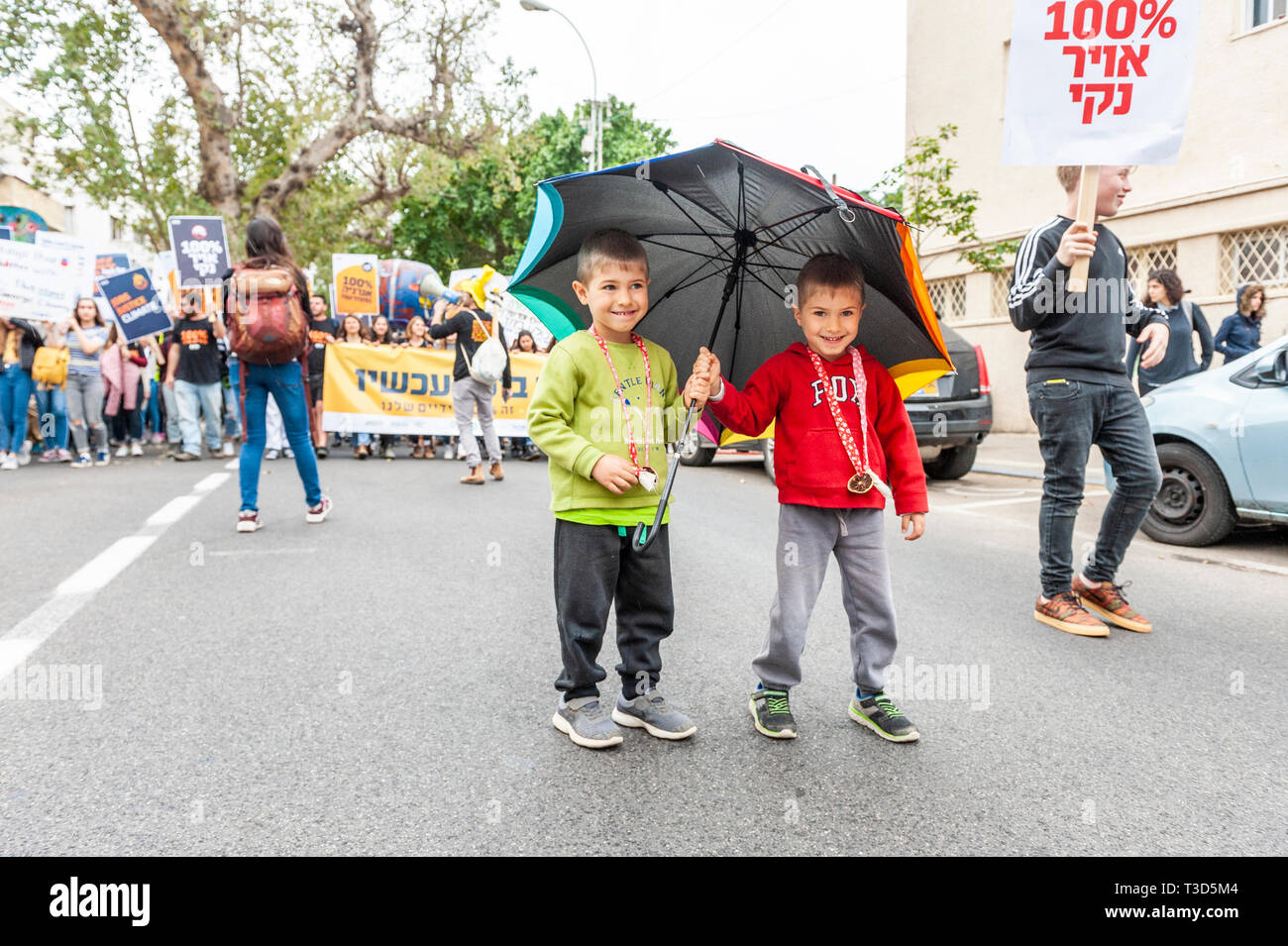 Israel, Tel Aviv - 29 March 2019: Demonstration for the climate on King George street Stock Photo