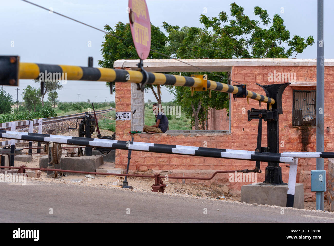 train level crossing in   Rajasthan, India Stock Photo