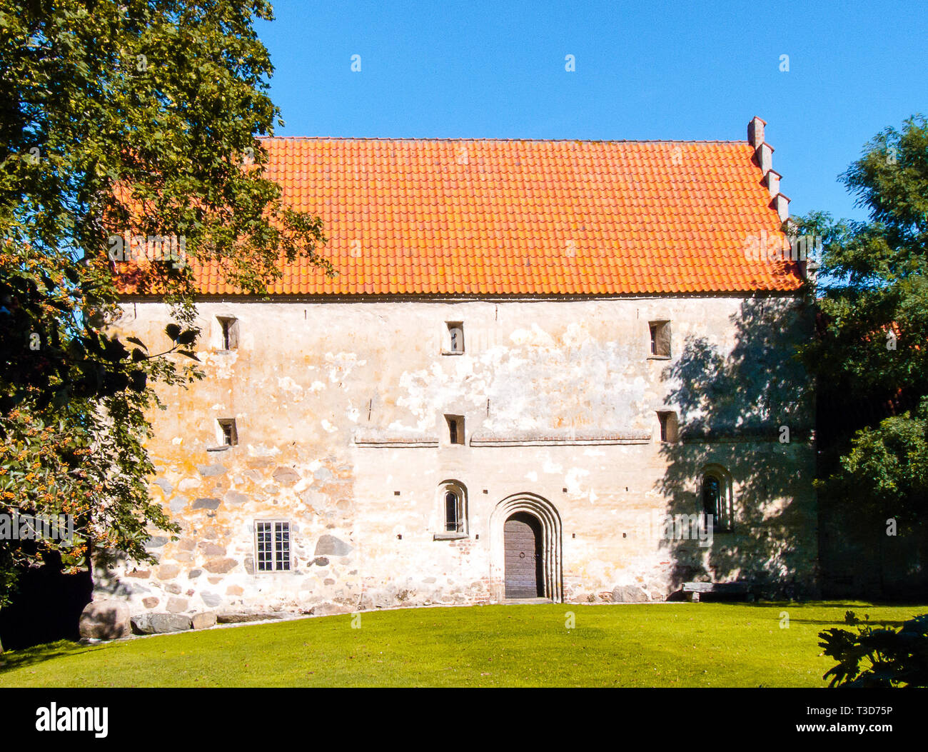 Araslov ancient church in two floors.  Previously used as a warehouse, Sweden, Sept 03, 2010, Stock Photo