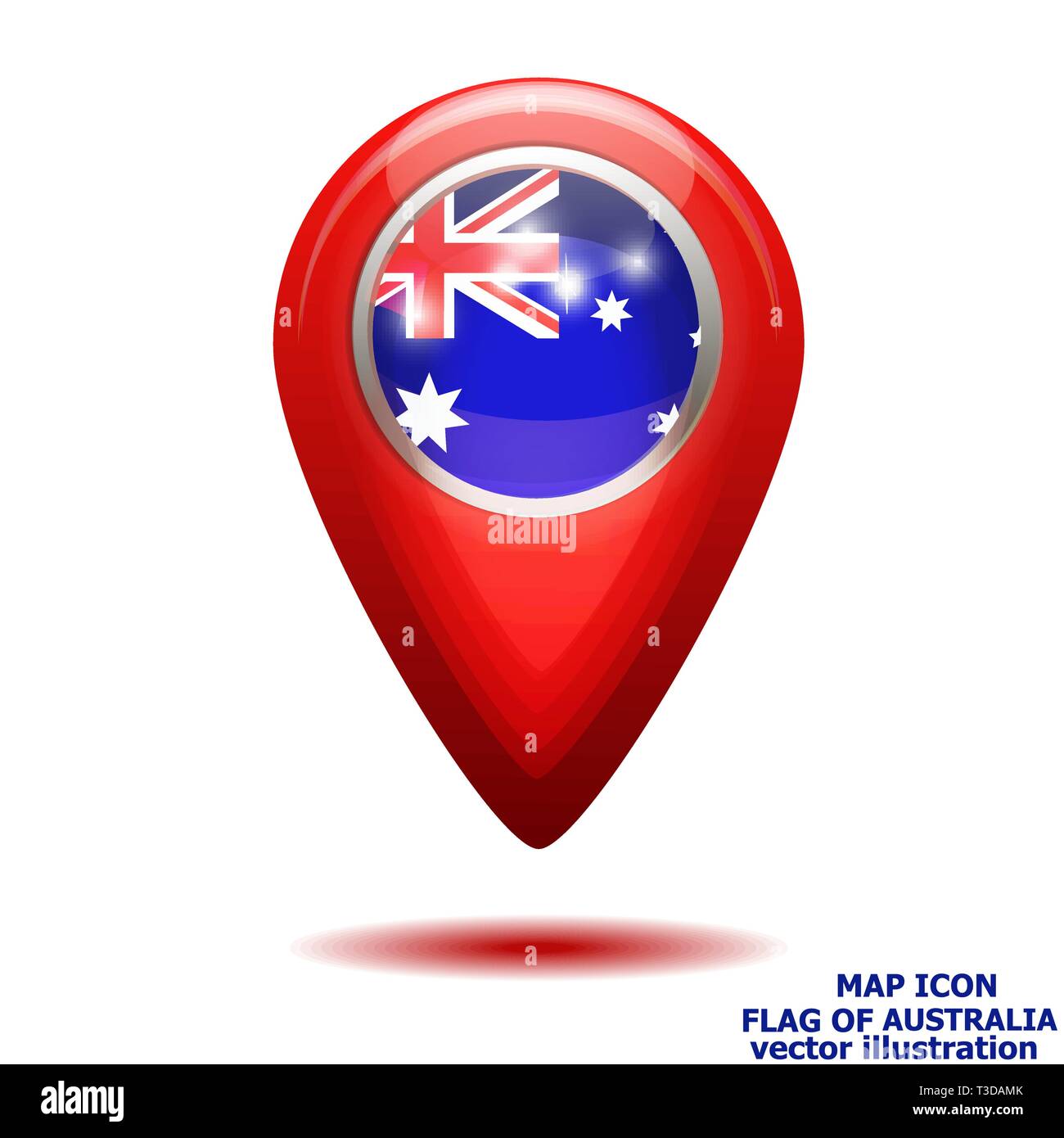 Bright map icon with map of Australia. Location Icon vector. Vector ...