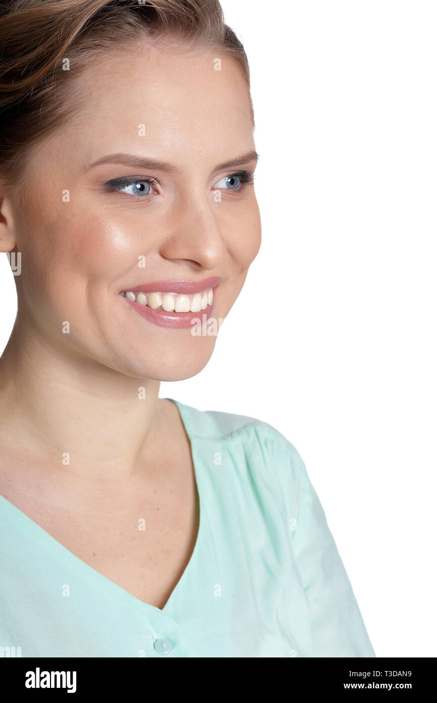 Portrait of beautiful young woman posing isolated Stock Photo - Alamy