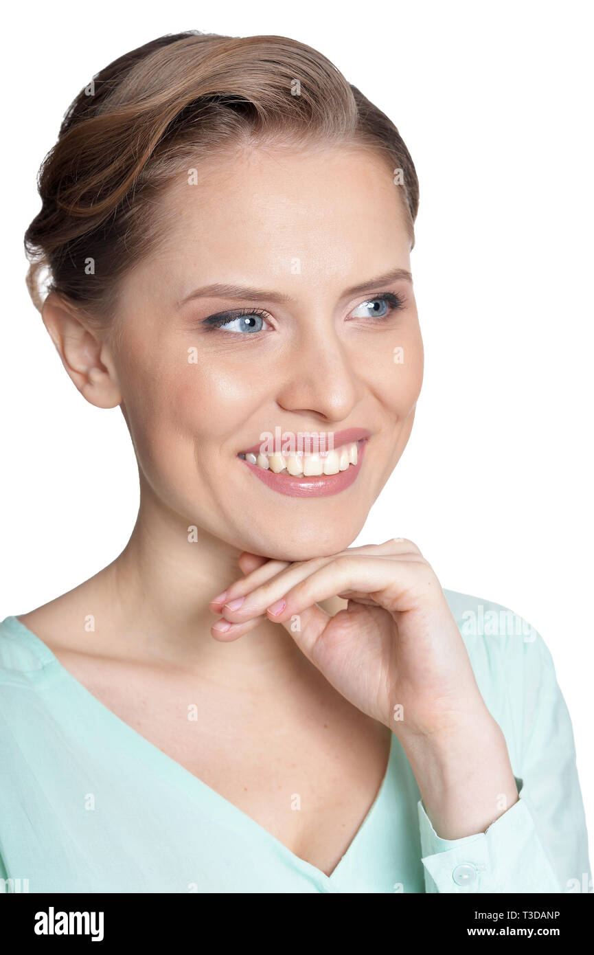 Portrait of beautiful young woman posing isolated Stock Photo - Alamy