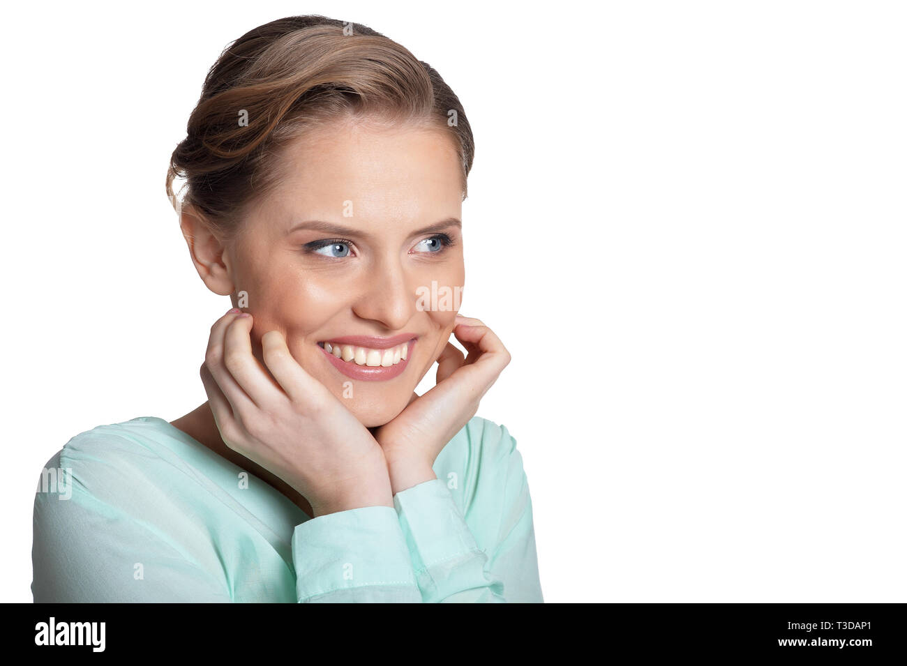 Portrait of beautiful young woman posing isolated Stock Photo - Alamy