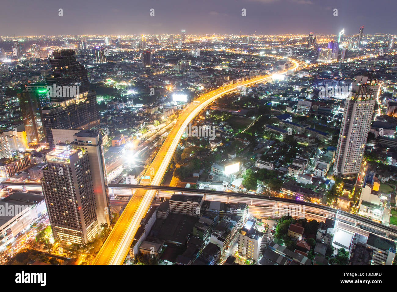 aerial night view of Bangkok City skyscrapers Thailand Stock Photo - Alamy