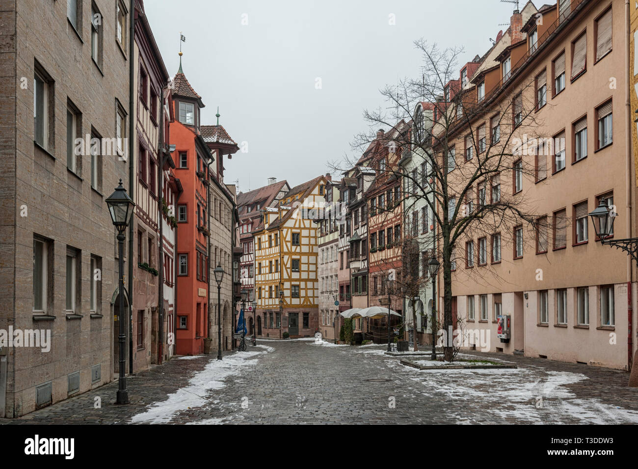 Halftimbered houses in one of the picturesque streets in the