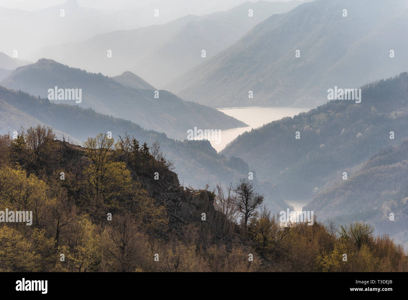 Mountain river valley landscape from Bulgaria Stock Photo