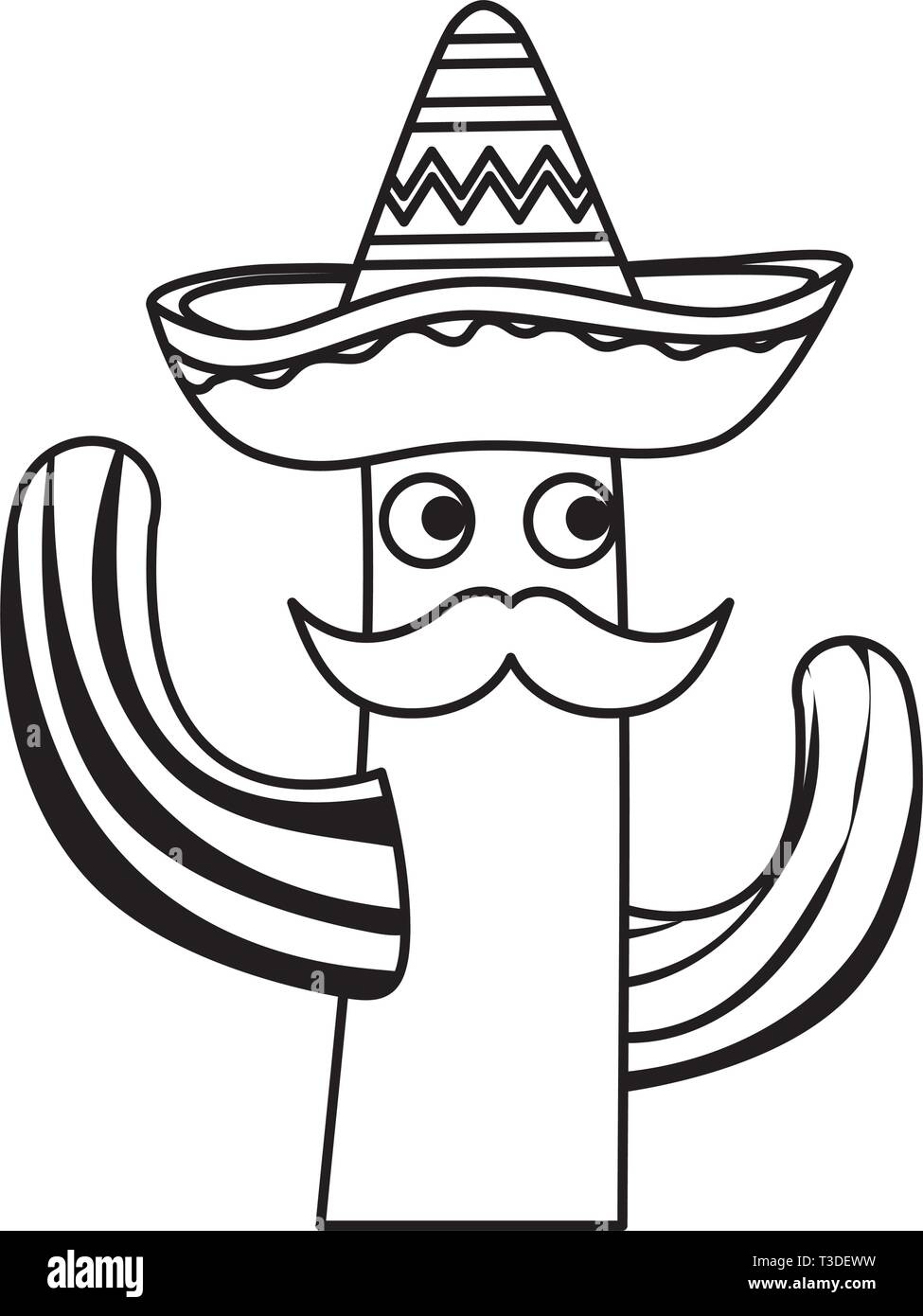 cactus with mexican hat and mustache character Stock Vector Image & Art ...