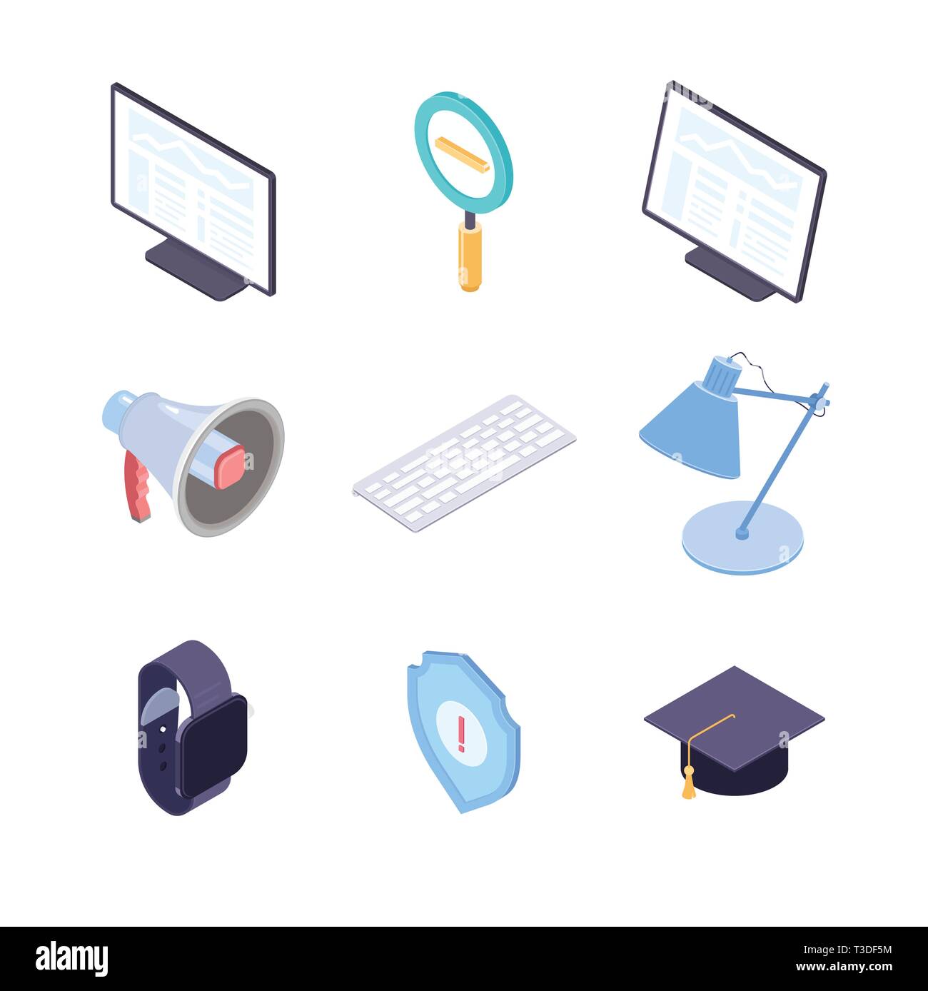 Business and education - modern vector colorful isometric elements Stock Vector