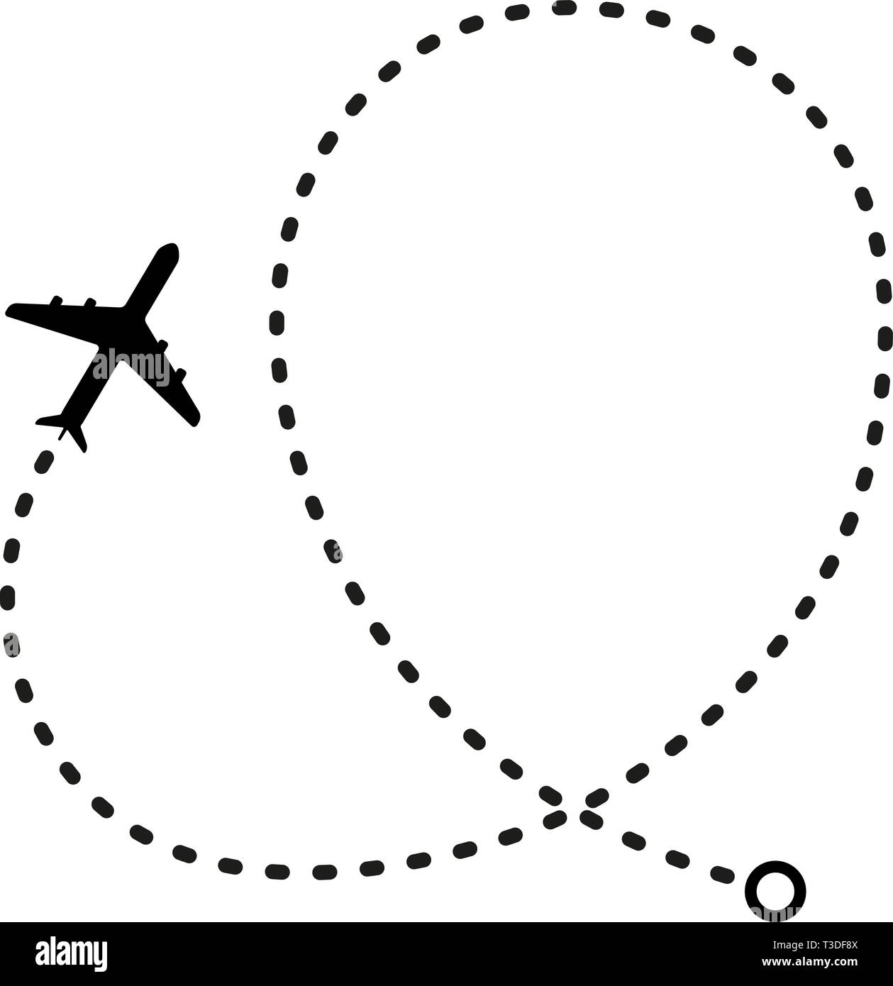 simple flat black and white air travel flight path icon Stock Vector
