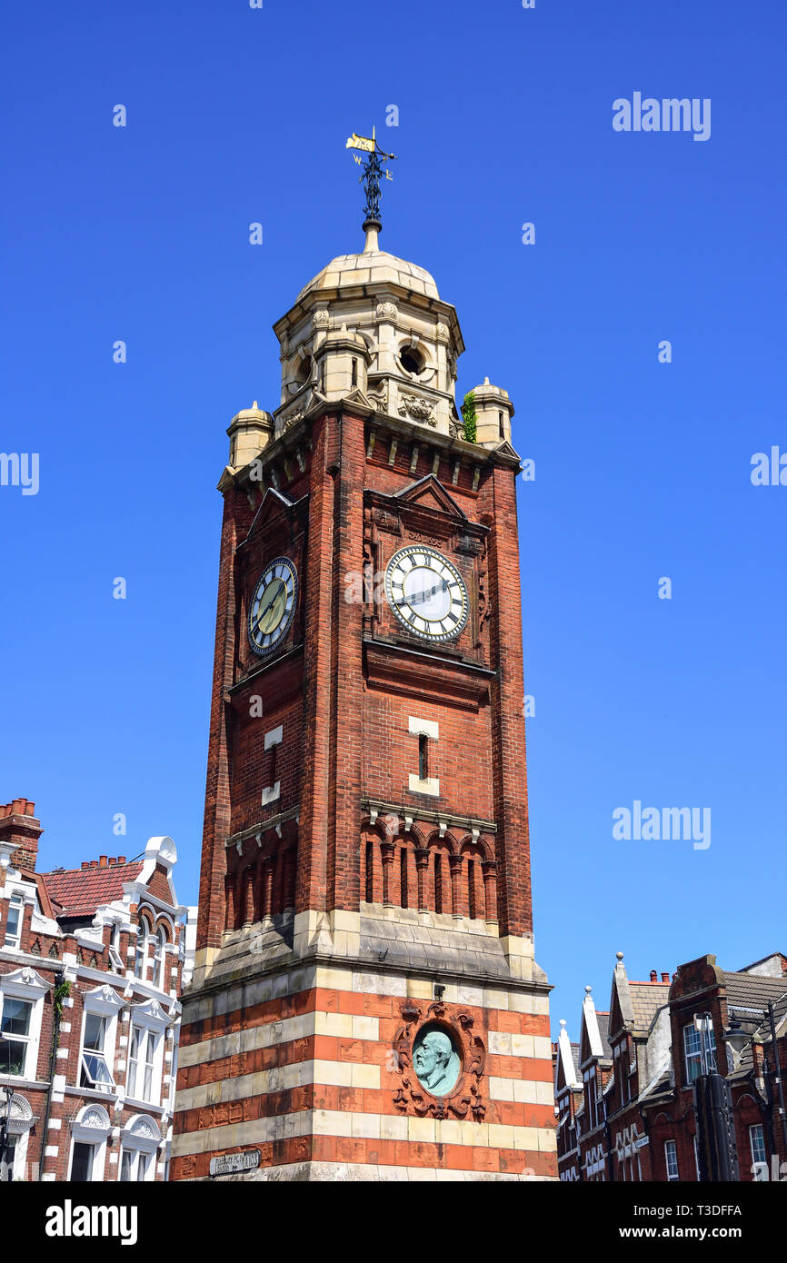 Crouch End Broadway and Clocktower. Crouch End, London Borough of Haringey, Greater London, England, United Kingdom Stock Photo