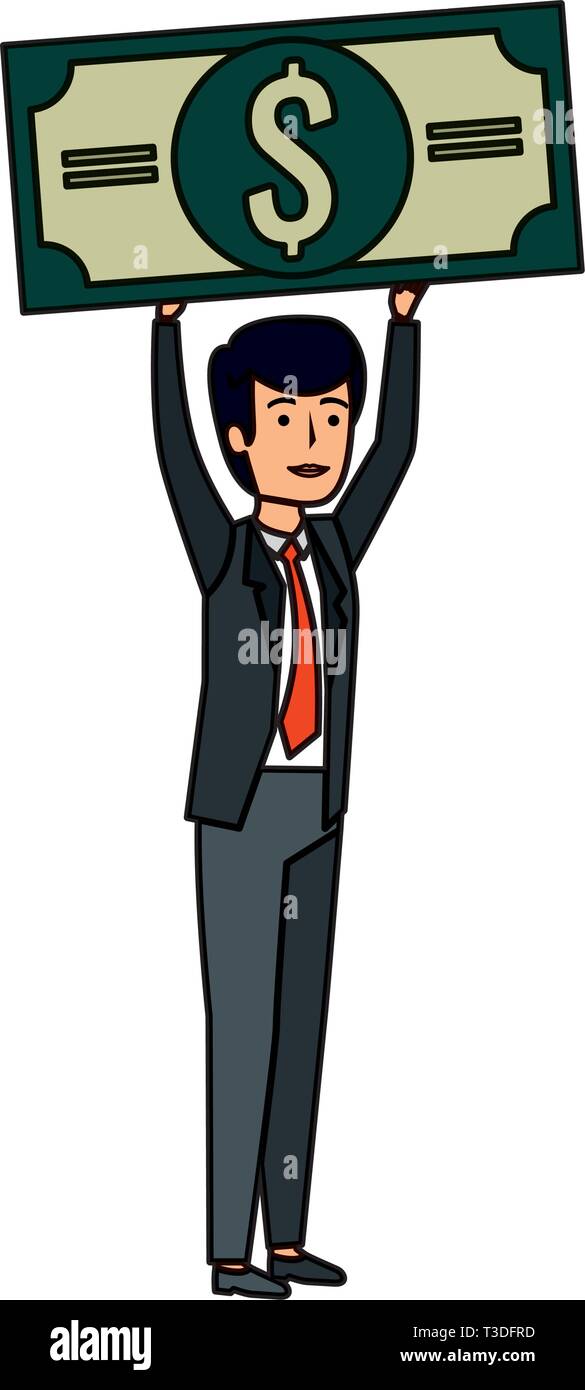 young businessman lifting bill dollar Stock Vector Image & Art - Alamy